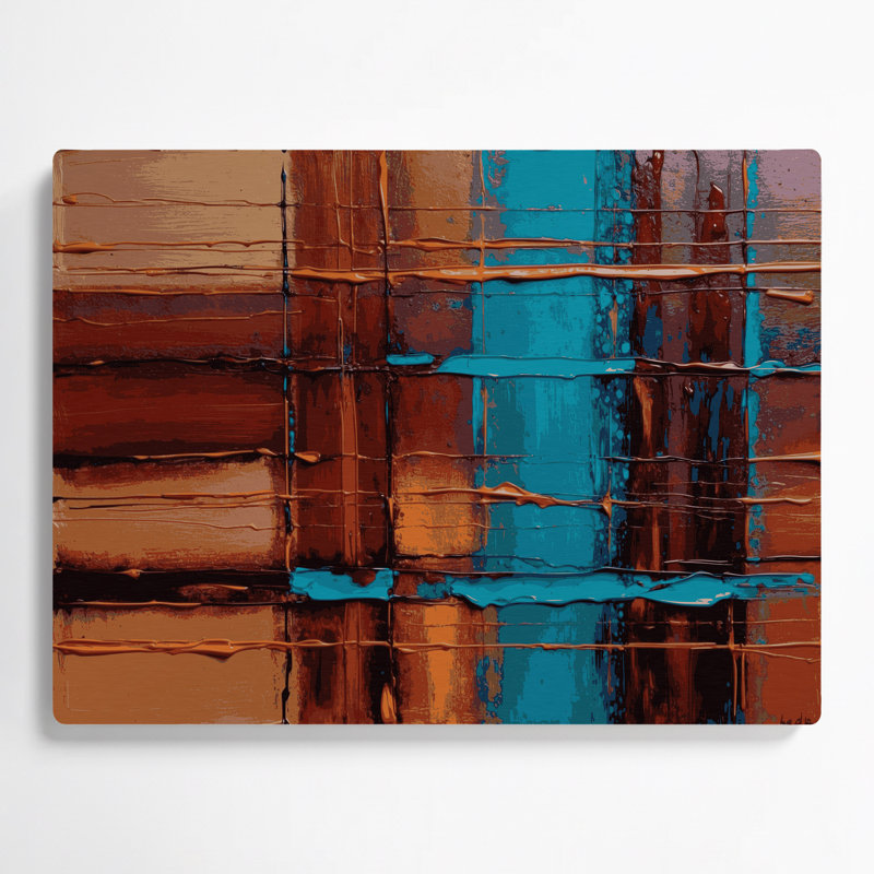 Southwestern Cowboy Rustic Plaid 79, art mural en métal brun