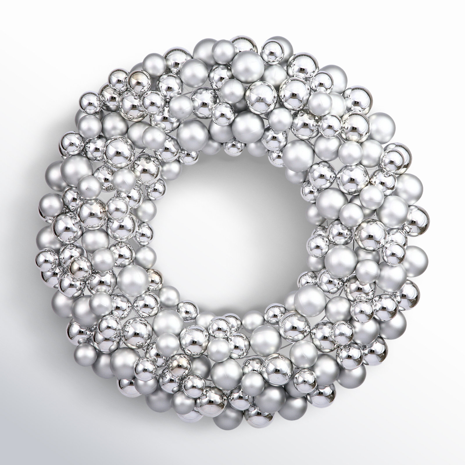 Ball Wreath, Silver, 36"