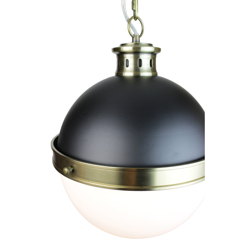 Luminaire sphère suspendu 1 lumières simple Bunton, Noir / laiton satiné