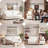 Mid-Century Modern Upholstered Sofa with Rolled Arms and Tapered Legs, 81", Cream Linen-1633867448