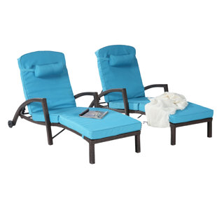 Outdoor Wicker Chaise Lounge Set , Cushion Included