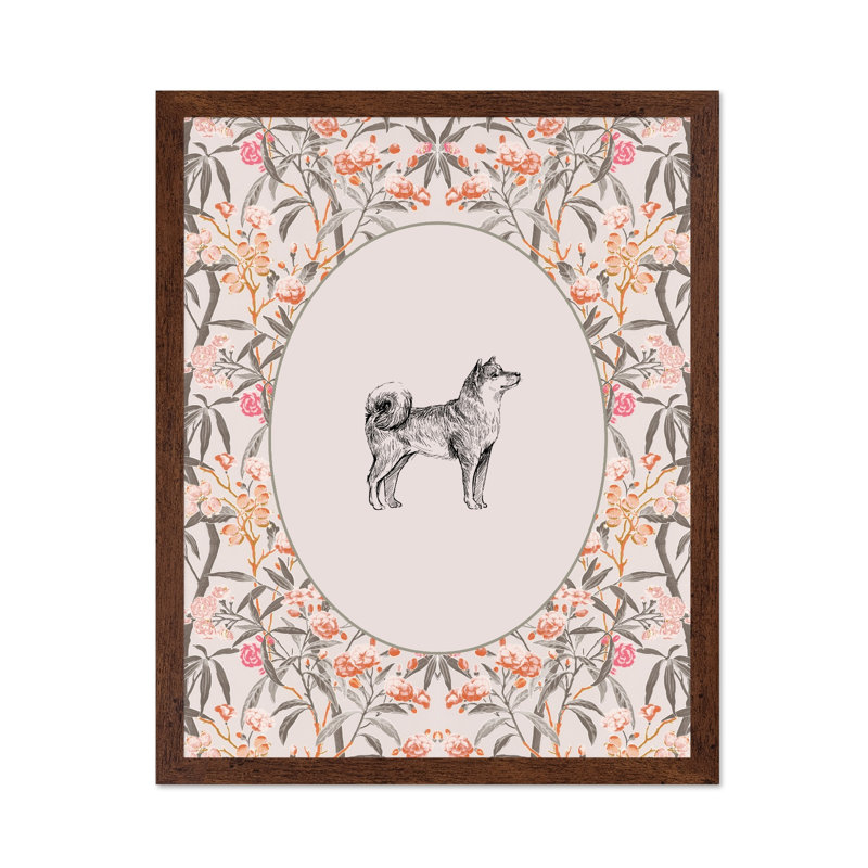 Shiba Inu Dog, Poster, 11"H x 14"W, Brown Framed