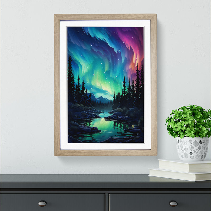 Single Picture Frame Print on Wood, Oak Framed, 34cm H x 25cm W