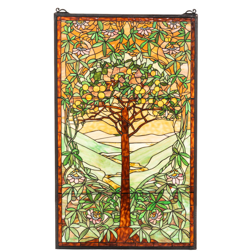 Vitrail arbre de vie 29 po x H 48 po Tiffany
