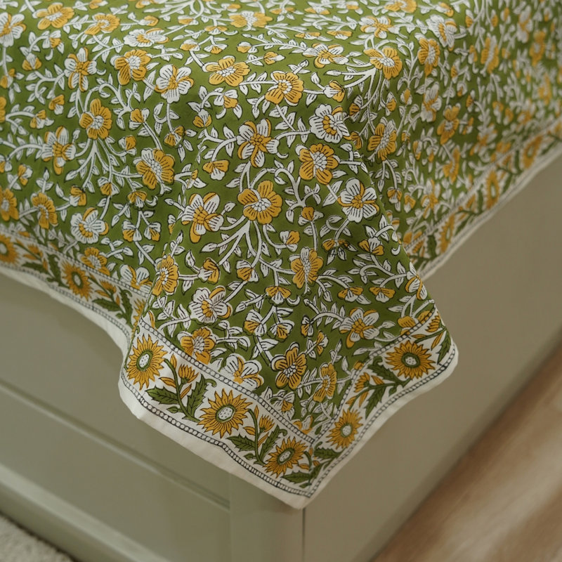 Fabdivine Pure Cotton Bedsheet Set – Handmade Bedsheet with Matching Pillow Covers – Premium Bedding, Saundrya,