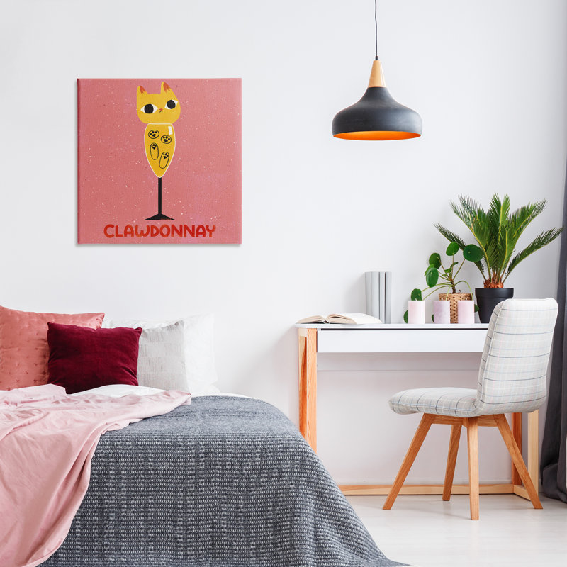 Toile de vin Clawdonnay Feline, design par Carrie Cantwell, H 30 po x l 30 po
