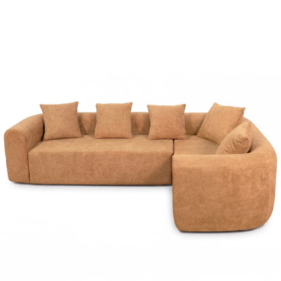Modern Deep Seat Sofa Soft Chenille Upholstered L-Shaped with Pillows,Sectional Sofa
