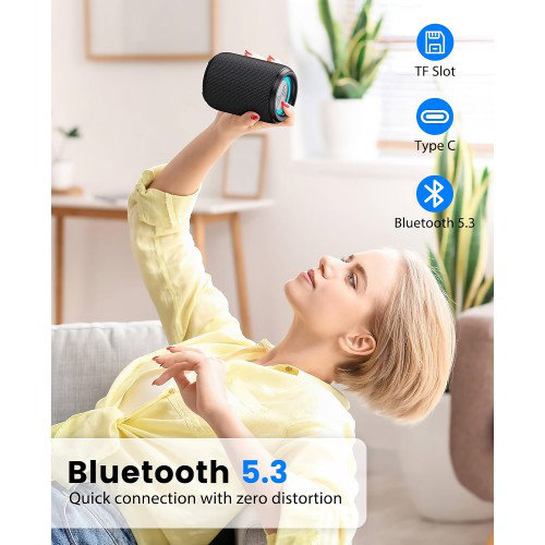 Haut-parleur portable portatif à DEL Bluetooth avec Tws, Ipx5 imperméable, fente pour carte Tf - Haut-parleur sans fil pour les voyages, les fêtes, la plage et la maison