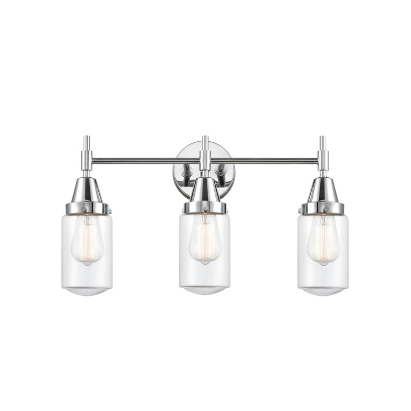 Éclairage pour meuble-lavabo à 3 lumières à intensité variable Gayle, Transparent, Ampoule DEL rétro 4 watts, Chrome poli