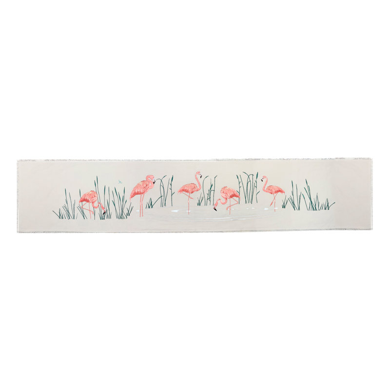 Flamingos Coastal Embroidered Table Runner