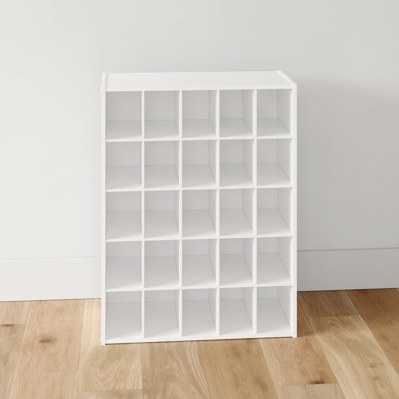White Stackable 25-Compartment Shoe Organizer