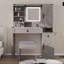 Bureau de maquillage avec miroir coulissant et lumières, ensemble de meuble-lavabo à plateau en verre avec station de charge, 4 tiroirs et 2 armoires-106737214