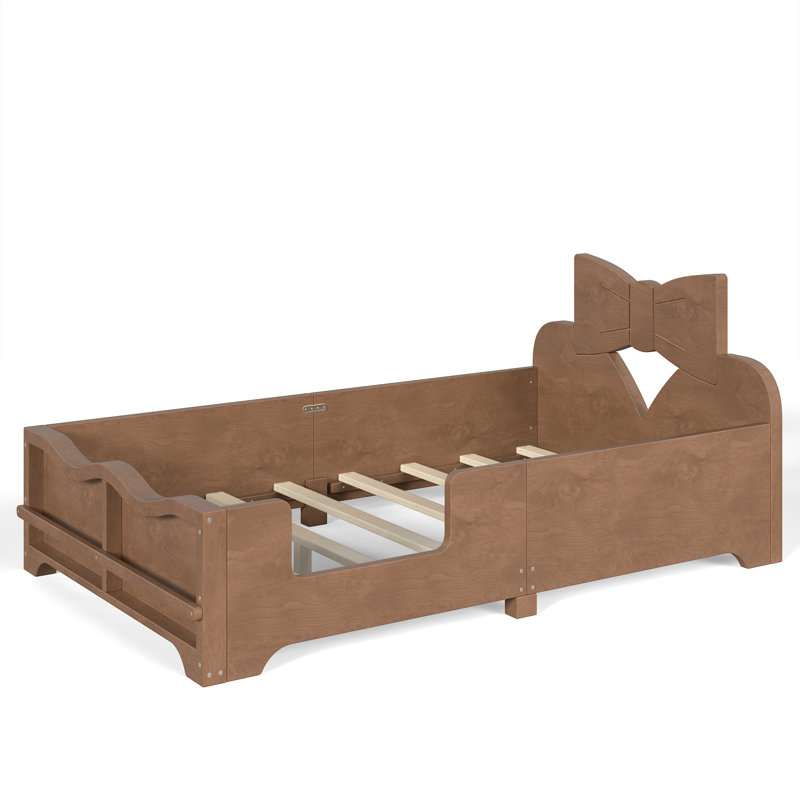 Lit plateforme simple pour enfant avec garde-corps complet Tête de lit Bowknot