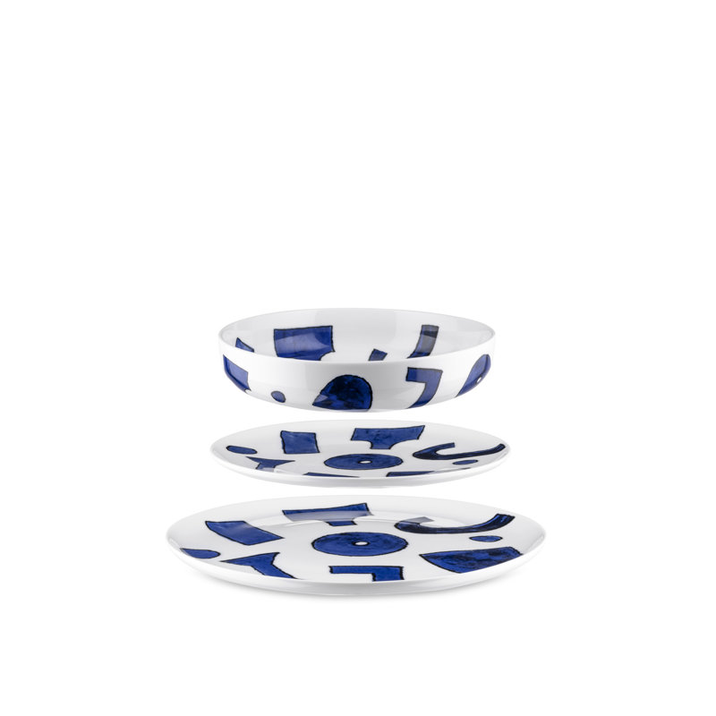 White and Blue Porcelain Dinnerware Set for 4