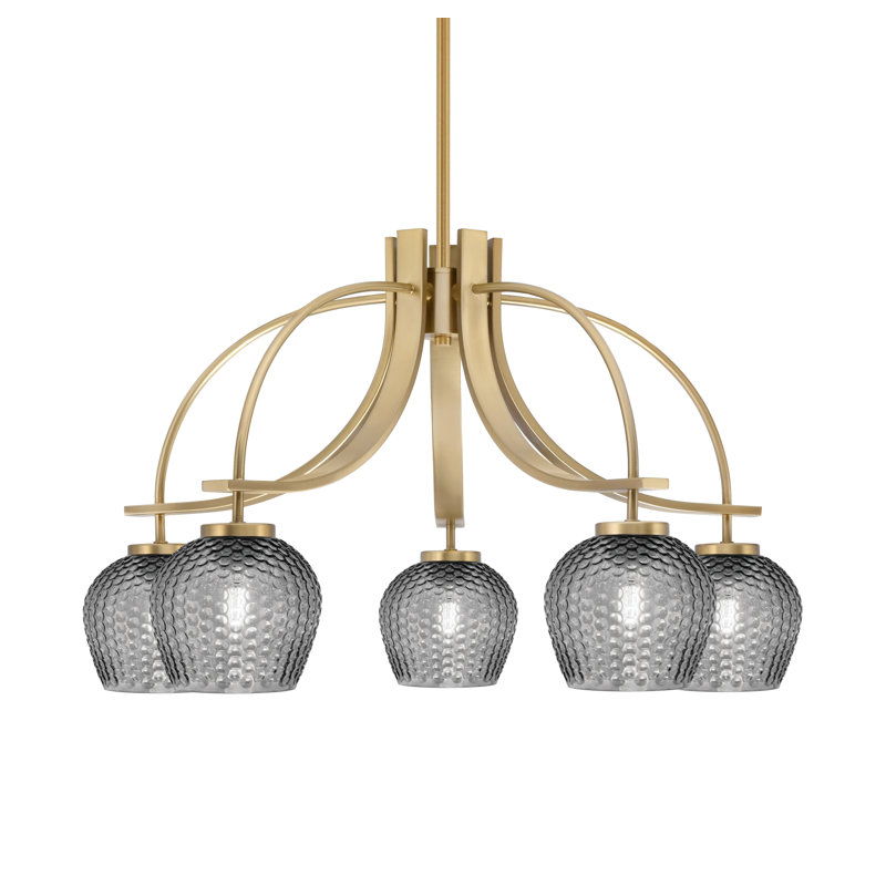 Lustre Cavella Light, H 17 po x l 27,75 po x P 27,75 po, Laiton New Age, 5