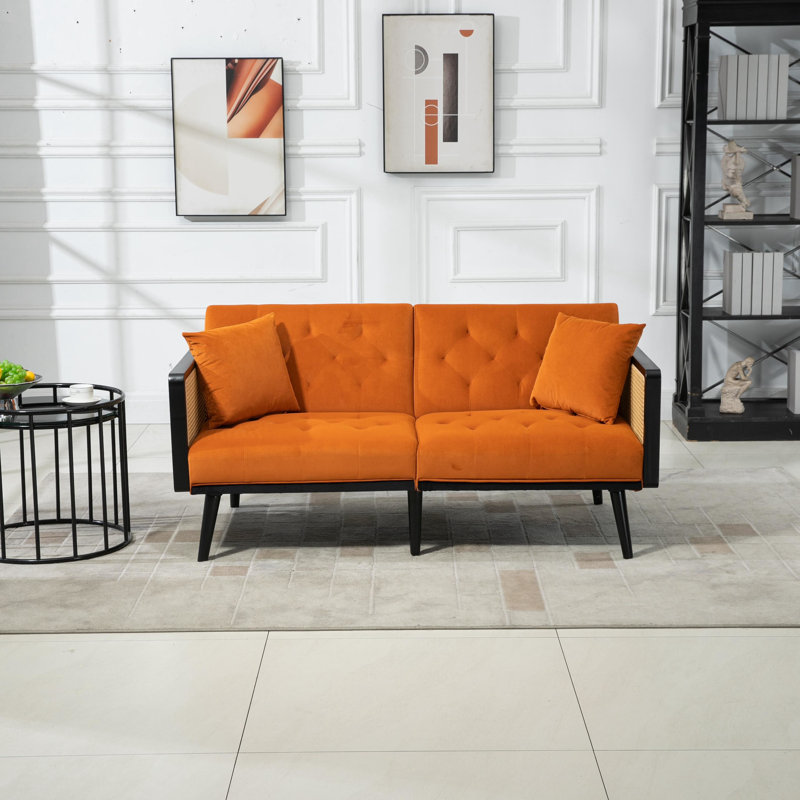 Causeuse rembourrée Arman, Velours orange