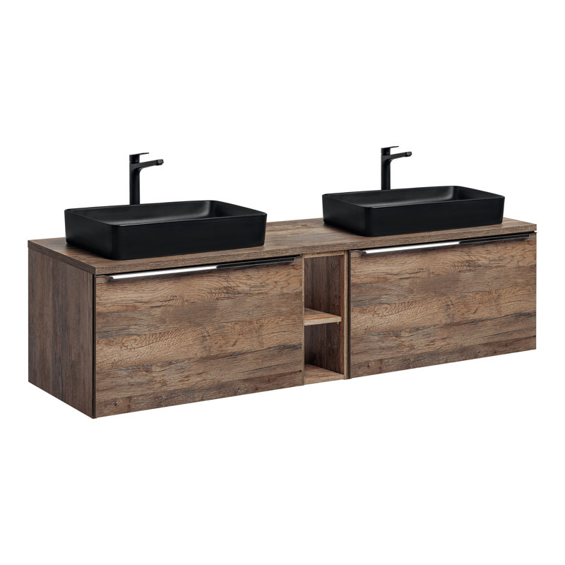 Hesper 80cm Single Bathroom Vanity Base Only, Vintage Oak