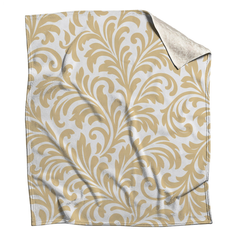 Couvertures damassées à motif floral beige, L 50 po x H 60 po