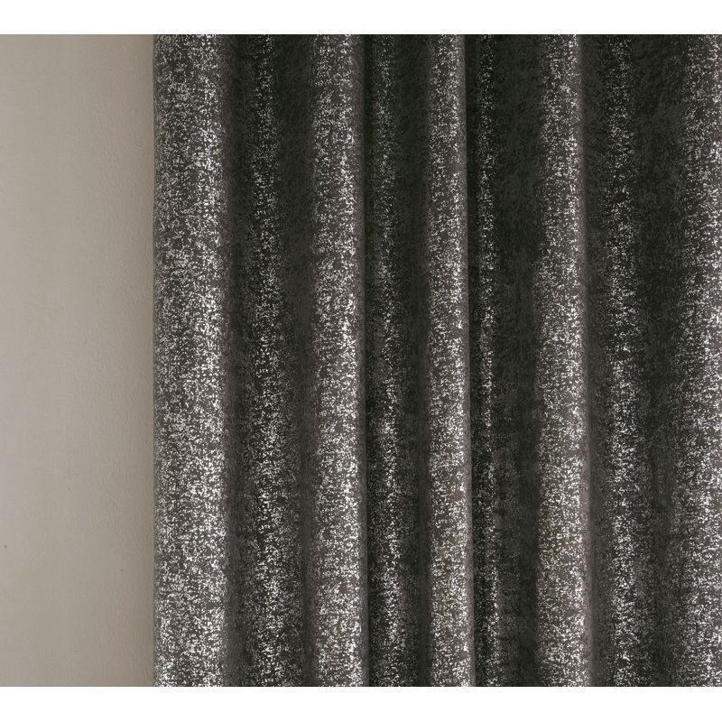 Vasquez Halo Eyelet Room Darkening Thermal Pair of Curtains, 117cm Width x 183cm Drop, Grey