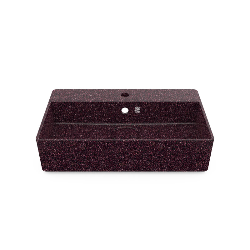 Woodio Cube60 15.748'' Wood Rectangular Bathroom Sink with Overflow, Berry