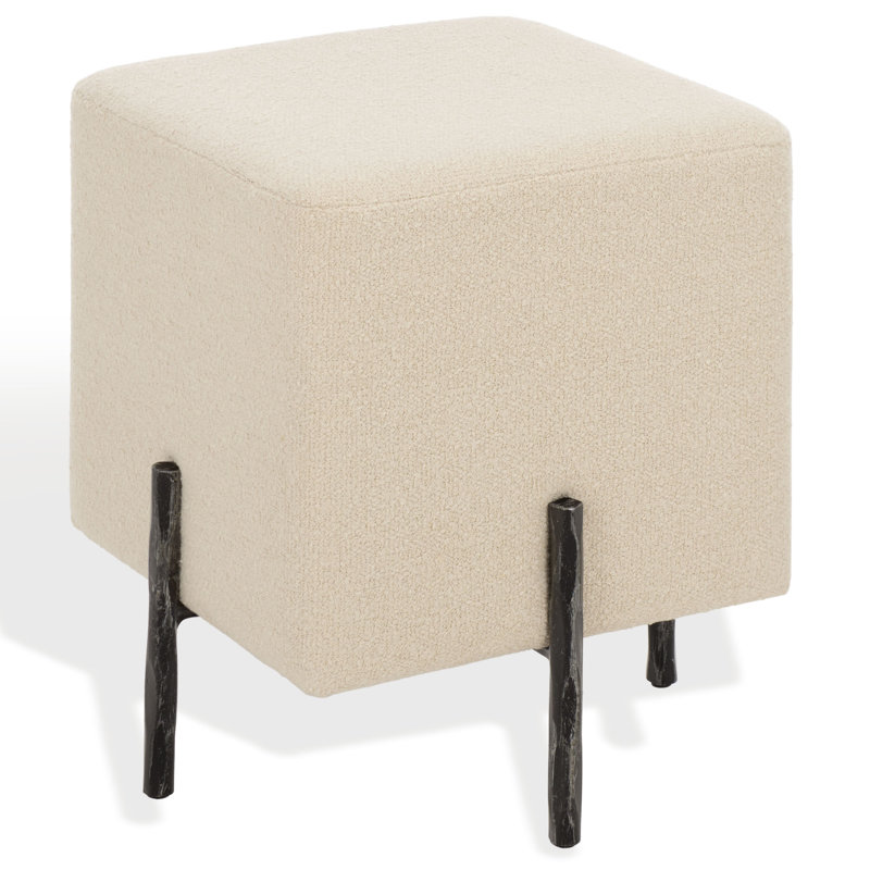 Dera Square Boucle Ottoman, Black