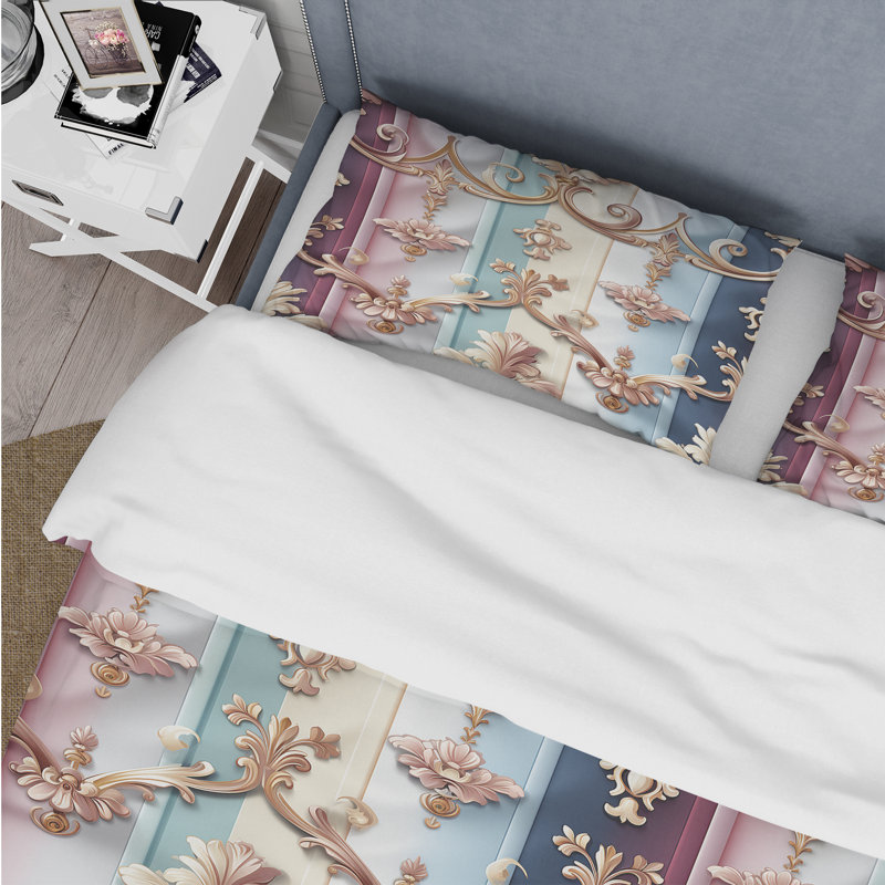 Ensemble de housse de couette Royal Striped Embrace Pattern, Housse de couette simple + 1 taie décorative stan