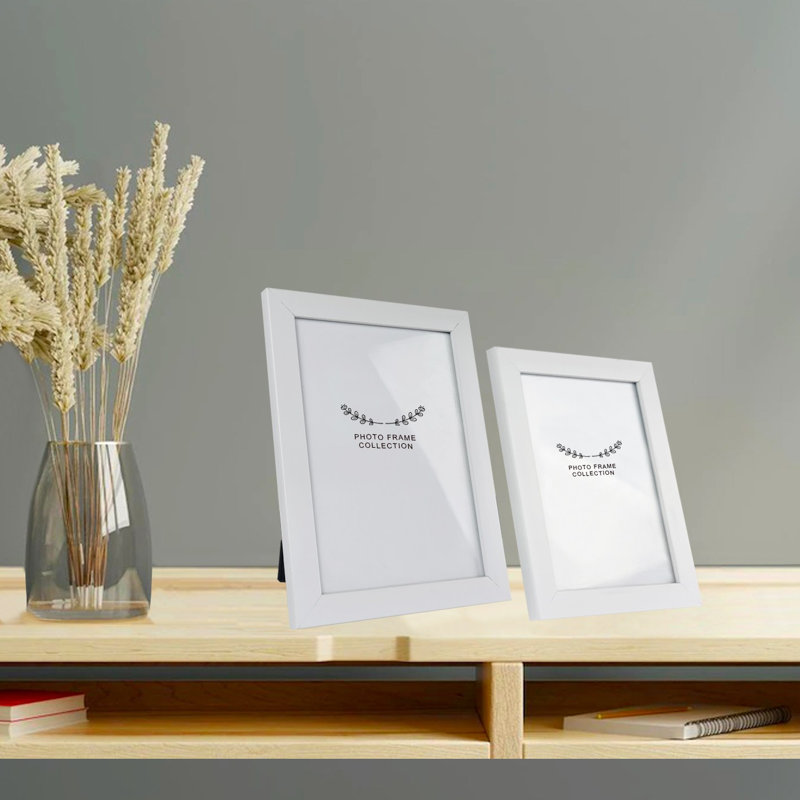 Ensemble de cadres photo élégants (2 pièces), blanc, 5,1 x 7,1 pouces et 5,9 x 8,3 pouces | 100% plastique durable, largeur du cadre: 0,8 po | Parfait pour la décoration intérieure, les bureaux ou les cadeaux, design élégant et polyvalent