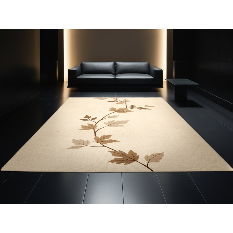 Tapis abstrait moderne et contemporain lavable à la machine Karlov Thanksgiving - beige, 7 x 10