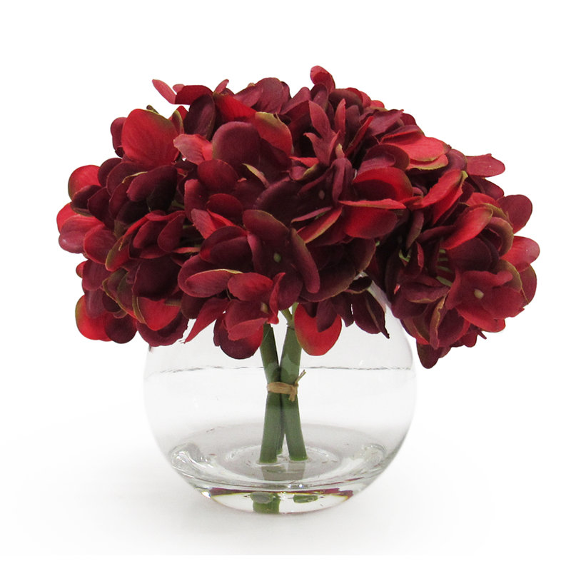 Hydrangea Arrangement in Vase, Burgundy