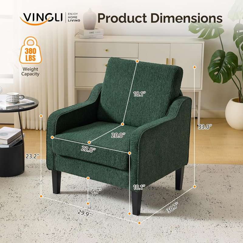 Amaryia 29.9'' Wide Armchair, Dark Green Linen Blend