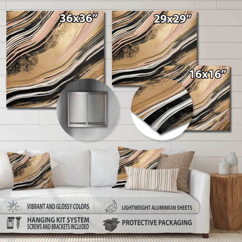 Glam Abstract Wall Decor on Metal, 16" H x 16" W x 1" D