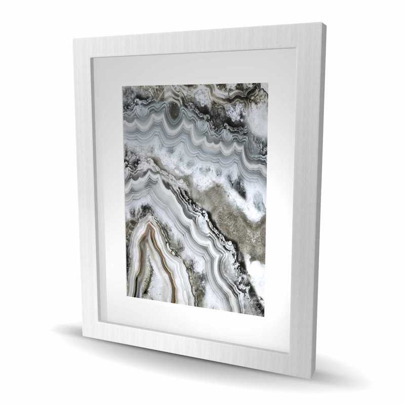 Géode abstraite - Minéral beige, impression encadrée, H 20 po x l 16 po