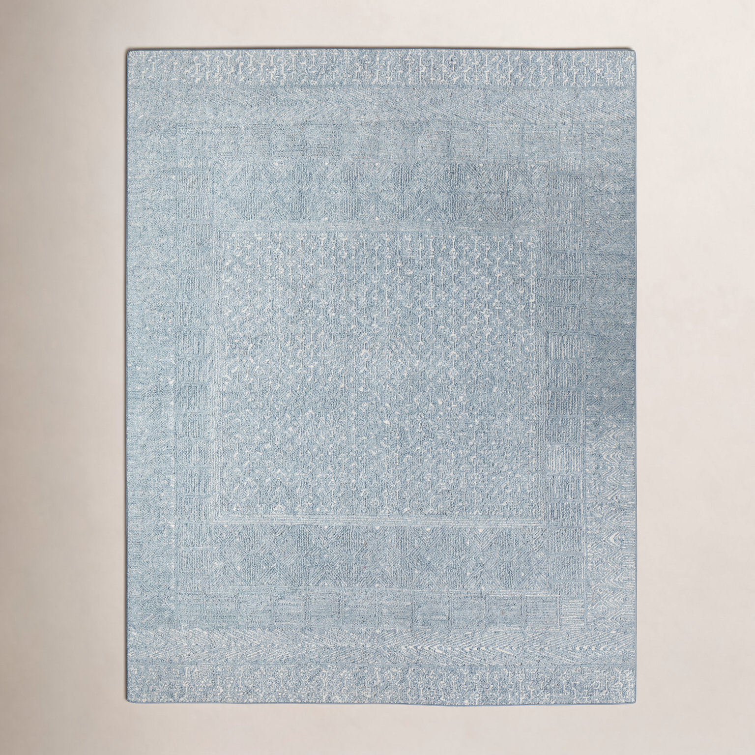 Christie Blue Cream Hand-Tufted Geometric Rug, Rectangle 6' x 9'