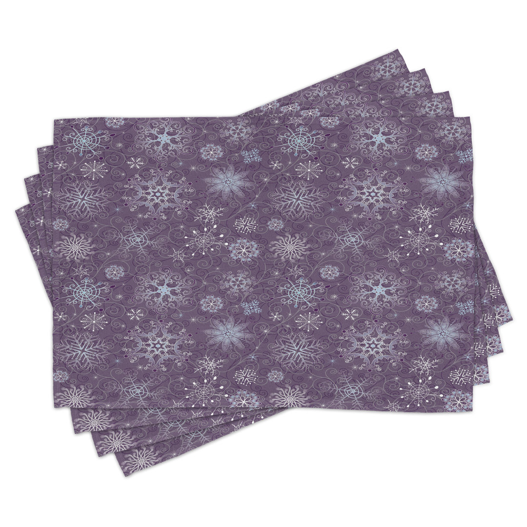 Platzdeckchen 4er-Set, Xmas Snowflakes Floral, Violett