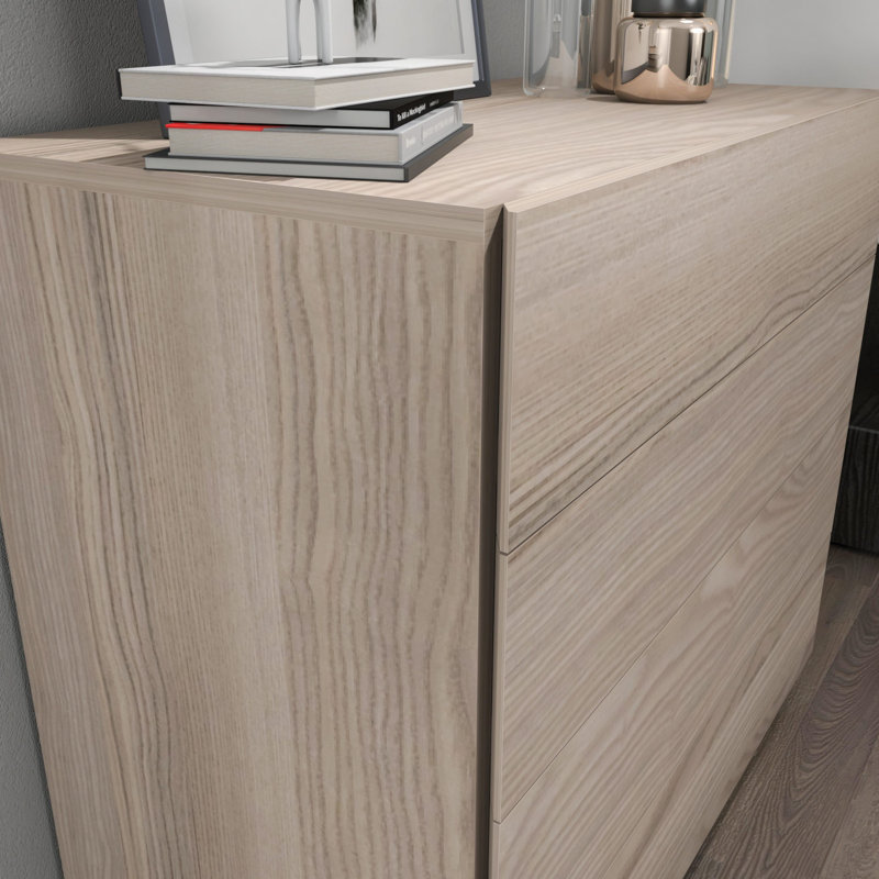 Modern Dresser in Cordoba Color, 35.4 x 17.7 x 32.2 inches | 100% Melamine Coated Particle Board, Thickness: 0.7 inches | Sleek Design for Bedroom Storage, Durable & Stylish, Perfect for Contemporary Spaces