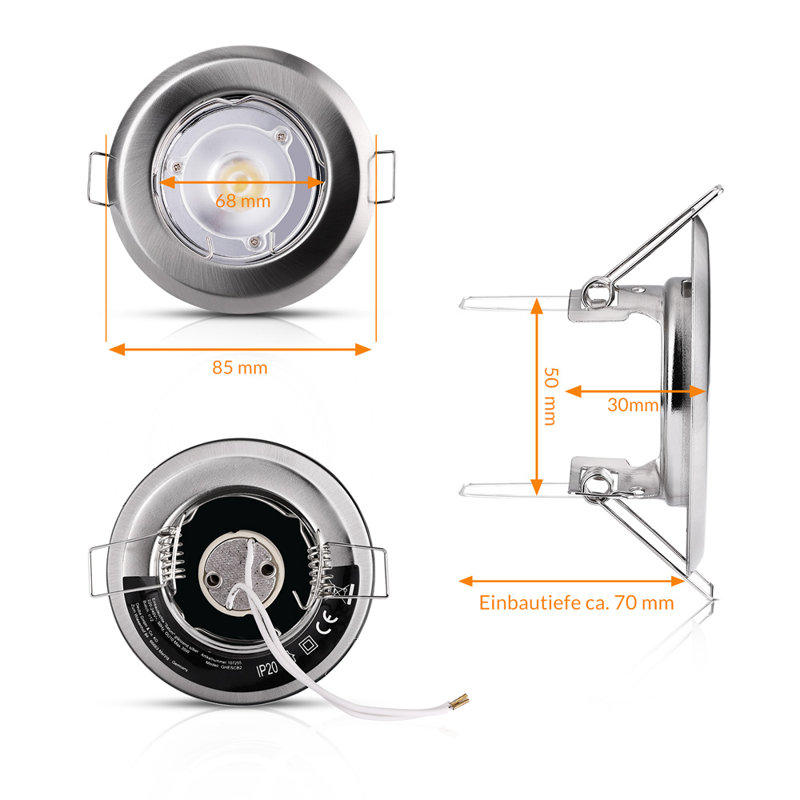 Onique 8,5 cm LED Recessed Lighting Kit, Glänzend Silber