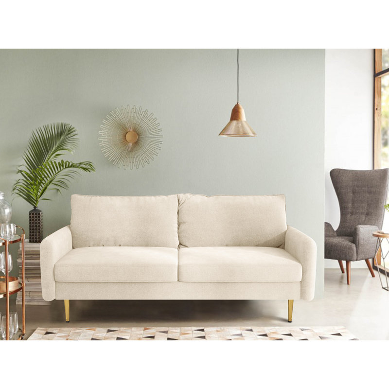 Canapé à accoudoirs arrondis en velours Liano, Velours beige