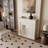 Beige Manufactured Wood Electric Fireplace