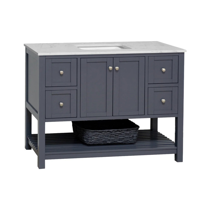 Ensemble de meuble-lavabo simple 48 po Binne, Carrara d'ingénierie, Gris marine