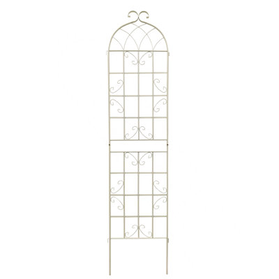 Paquet de 4 treillis de jardin en métal 86,7 "x 19,7" antirouille pour plantes grimpantes, support pour fleurs extérieur blanc crème
