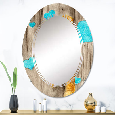 Mignon ourson brun avec cœurs bleus - Miroir mural pour enfants