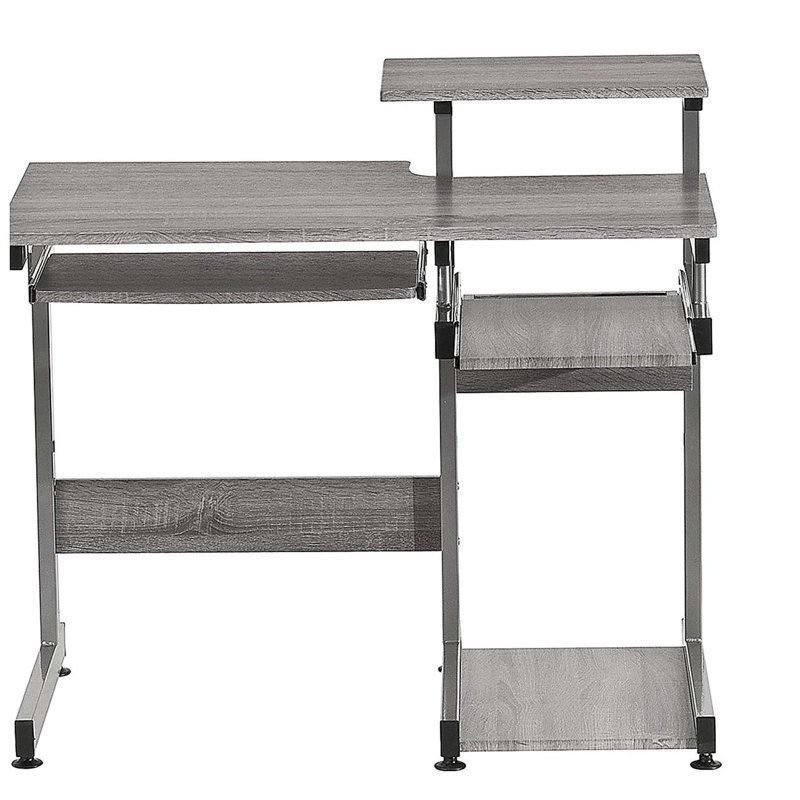 Poste de travail d'ordinateur double taille, gris, Gris