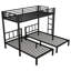 Lit superposé triple en métal pour 3 enfants - lit simple superposé simple et simple TG avec tablette, noir