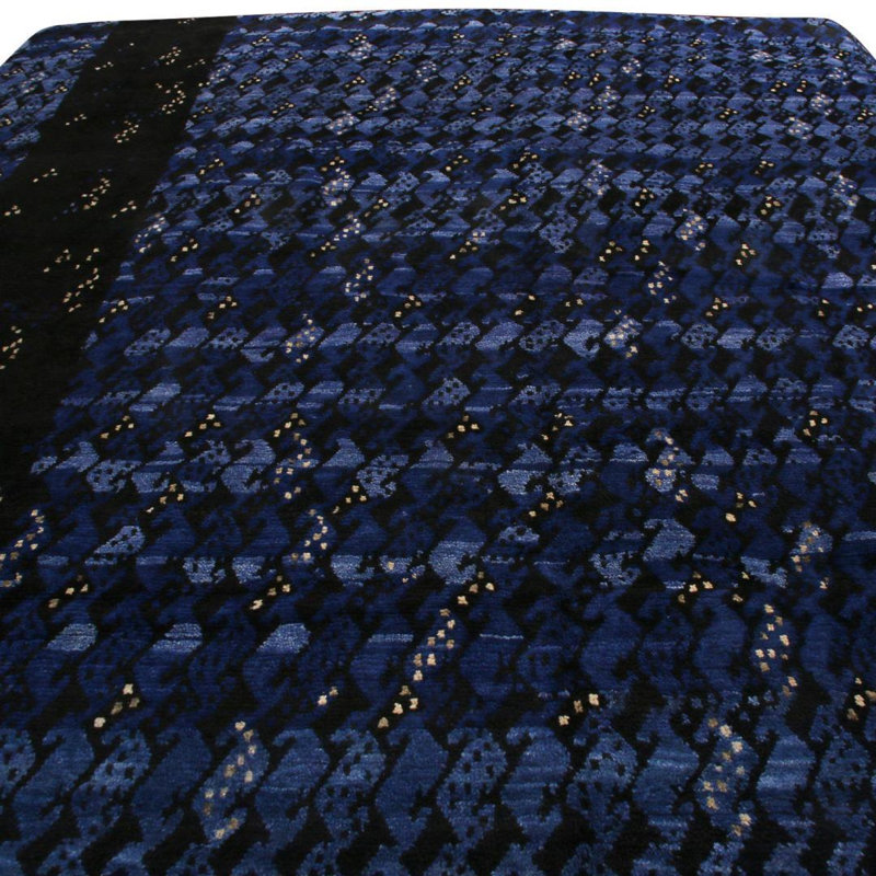 Scandinavian Hand Knotted Wool Geometric Area Rug, Rectangle 8' x 10'