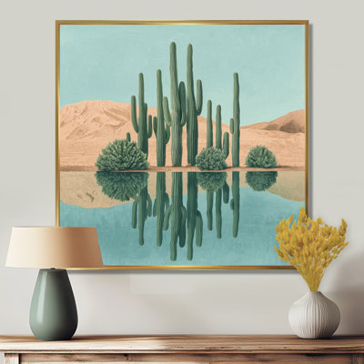 Marzell Cactus and the Desert Oasis II - Cactus, reproduction d'art sur toile encadrée