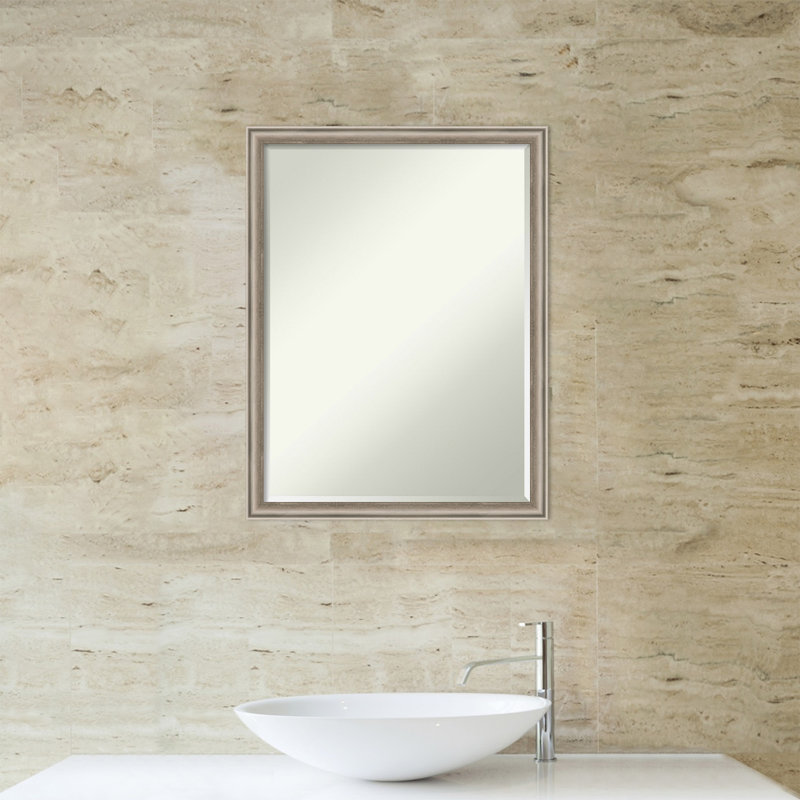 Wimpole Solid Wood Rectangle Wall Mirror, 26" x 20", Silver