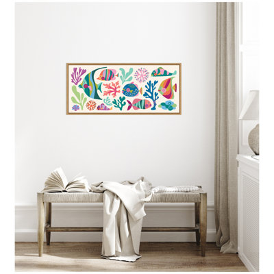 «Fun Colorful Tropical Fish» par Rachel Lee, 3 oiseaux, reproduction d'art sur toile encadrée