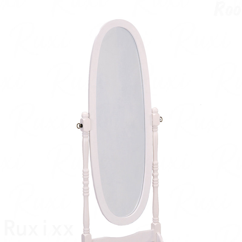 59.25" Tall Wooden Standing Floor Accent Mirror, 59.25" x 23", White