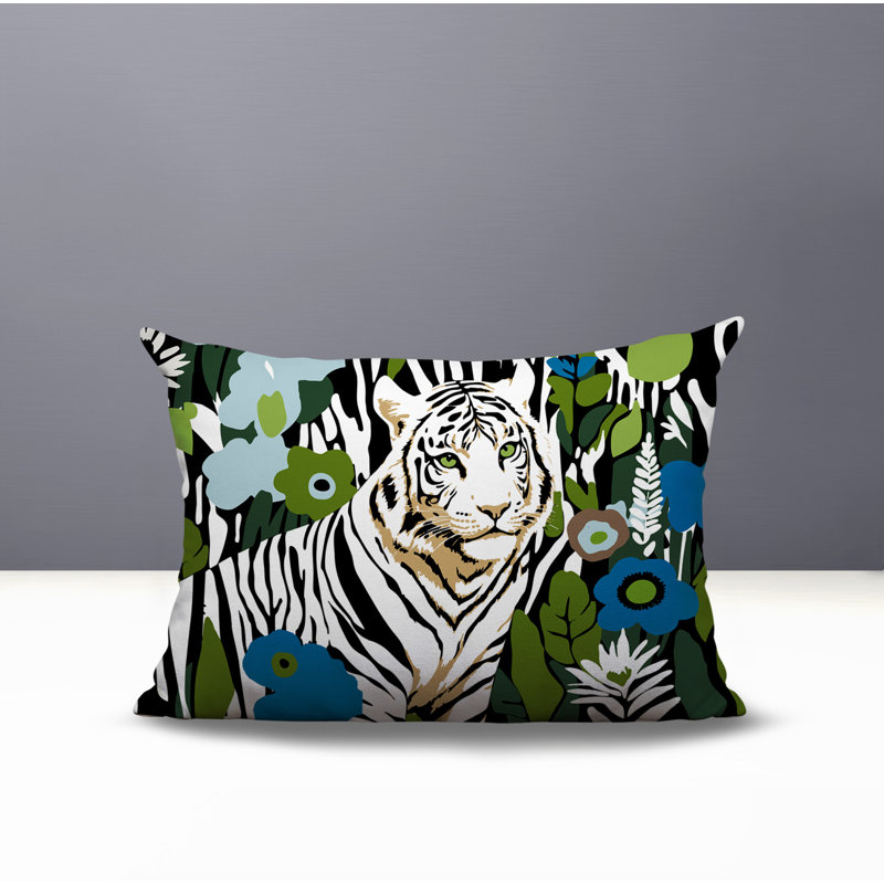 Oreiller rectangulaire réversible intérieur / extérieur Wilo Tiger, Turquoise, H 20 po x l 14 po