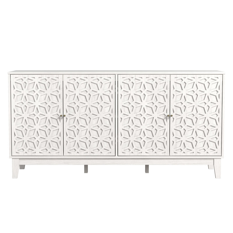 Ensemble de 2 buffets de rangement Trosclair, H 30,6 po x l 61,69 po x P 15,67 po, Blanc perle